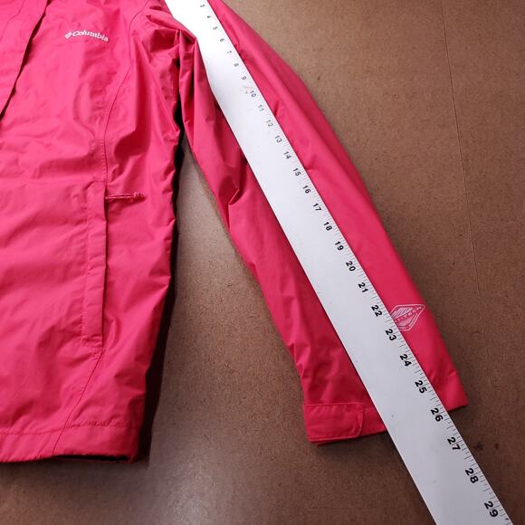 Columbia Hooded Rain Jacket Women L Pink Omni-Tech Lined Winter Outdoor Techwear - Picture 8 of 11